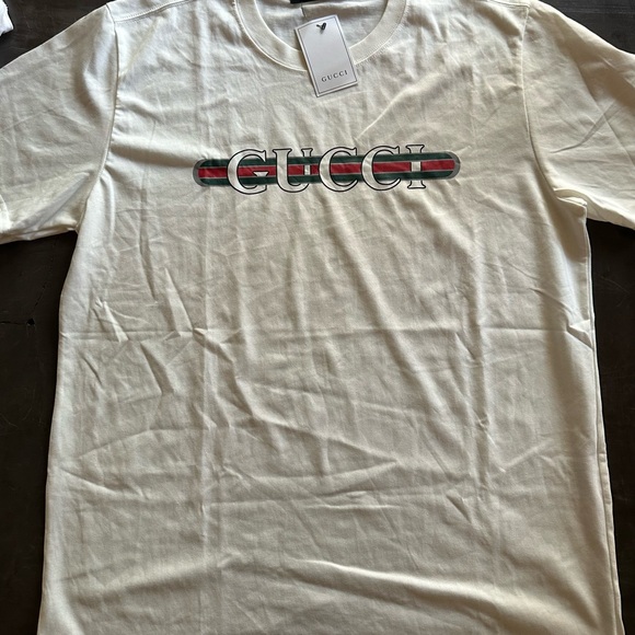 Gucci Other - Gucci white Logo Tee with Red and Green Accents